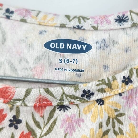 OLD NAVY Short Sleeve Floral Print Top Girls Size Small S (6-7) - Picture 3 of 4